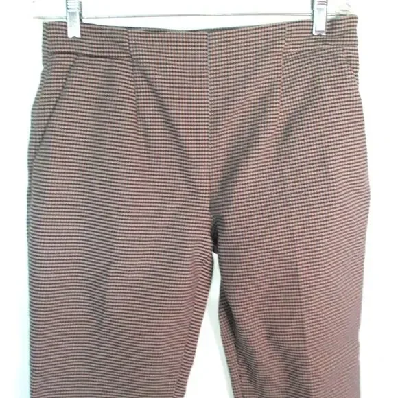 Zara Women's Multi Color Checked Mid Rise Tapered Leg Dress Pants Size Large - Picture 2 of 8